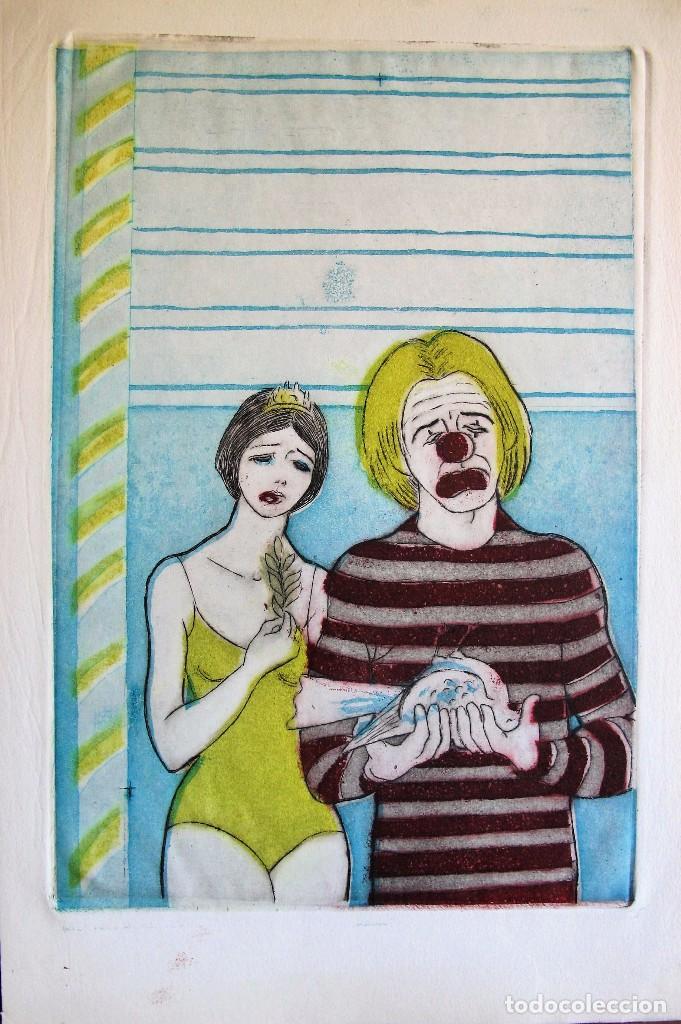 Art: GRABADO EN COLOR PAYASOS. ANONIMO, A&Ntilde;OS 70