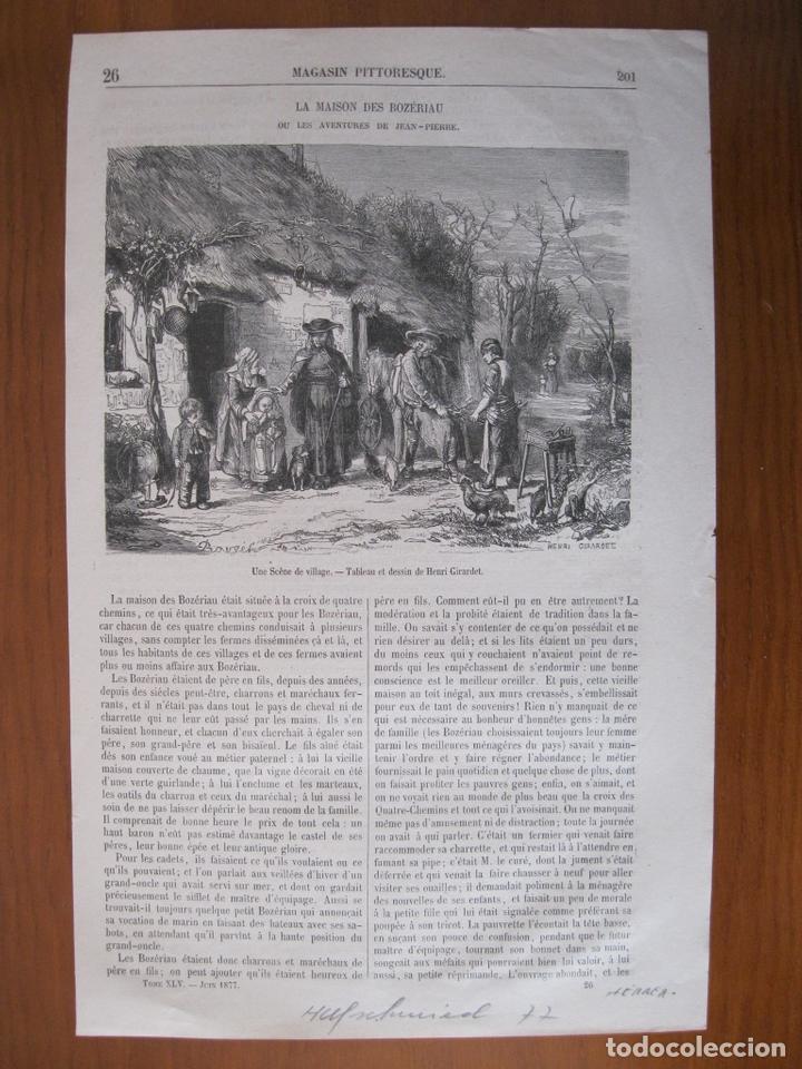Art: Escena en un pueblo a la llegada de un viajante, 1877