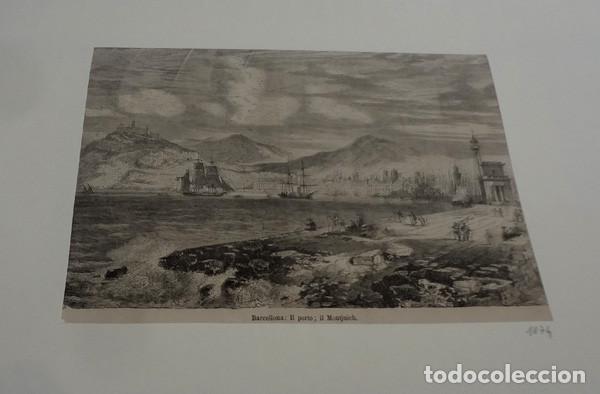 Arte: Grabado del s. XIX de Barcelona - Foto 1