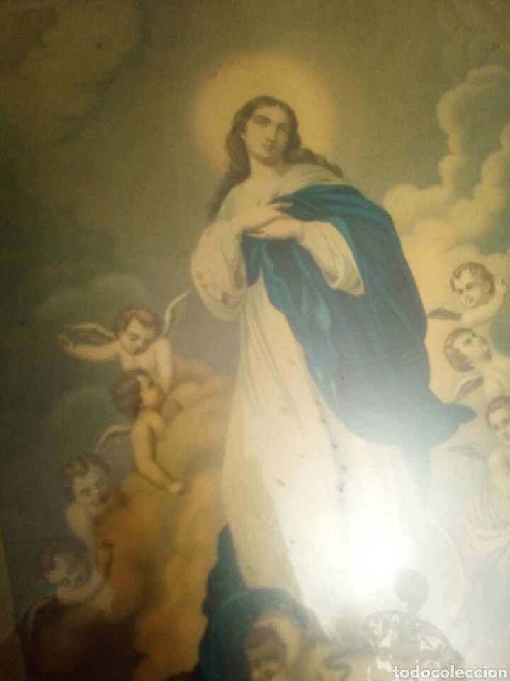 Arte: Inmaculada Concepcion con marco de ca&ntilde;a antiguo. - Foto 2