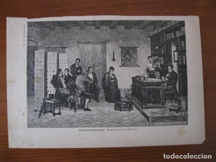 Arte: Lectura de un testamento,1887. An&oacute;nimo - Foto 1