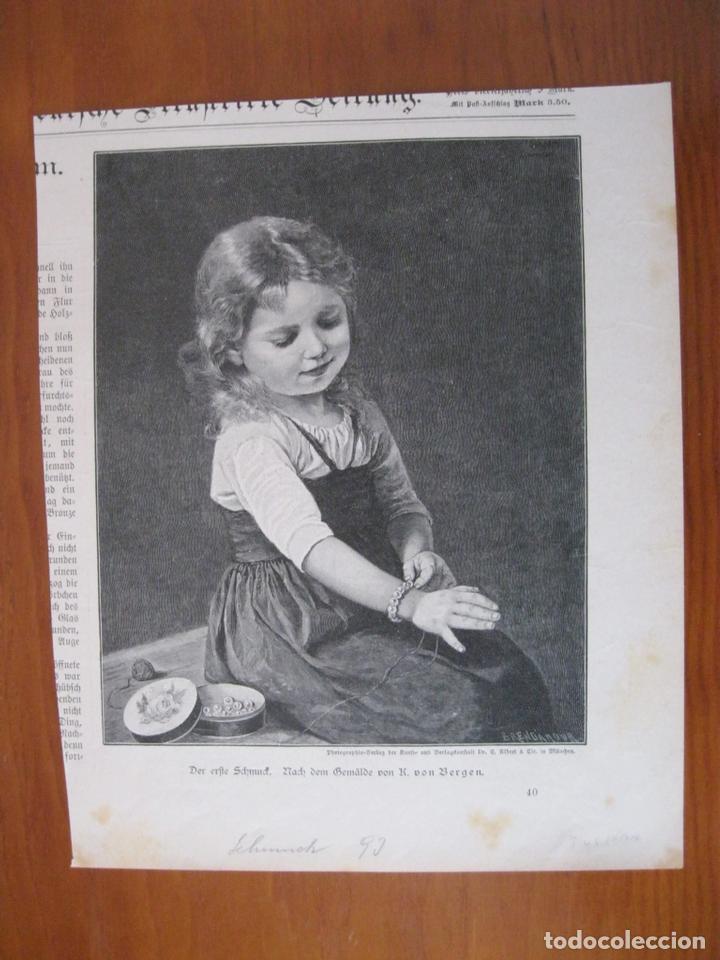 Arte: Ni&ntilde;a observando su pulsera, 1893. An&oacute;nimo - Foto 1