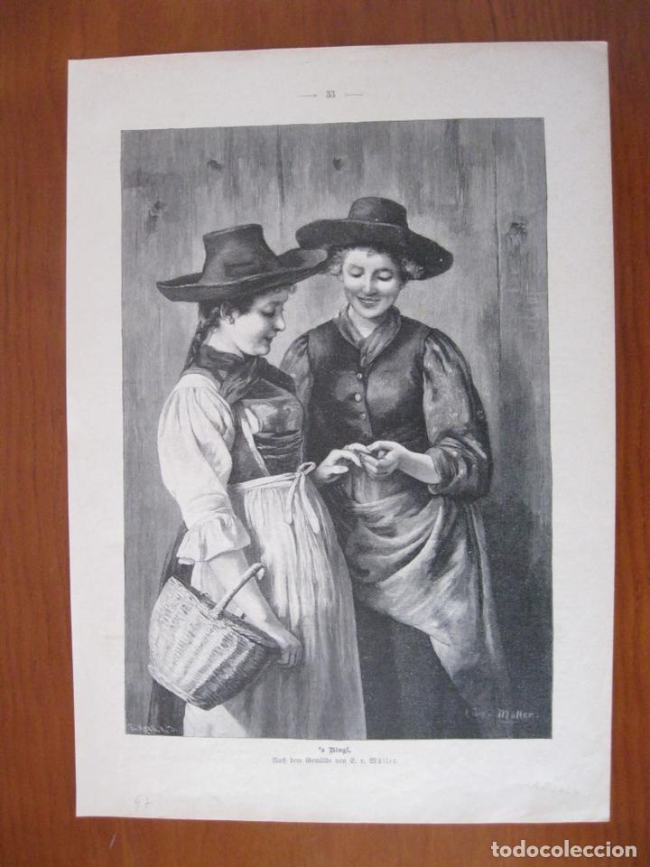 Arte: Campesina mostrando su anillo, 1897. M&uuml;ller