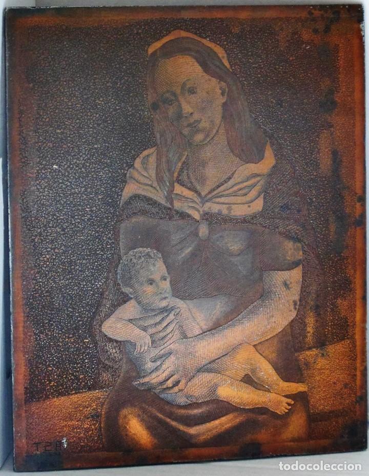Art: PLANCHA PARA GRABAR: MATERNIDAD. FIRMADO ALFONSO SANCHEZ TODA