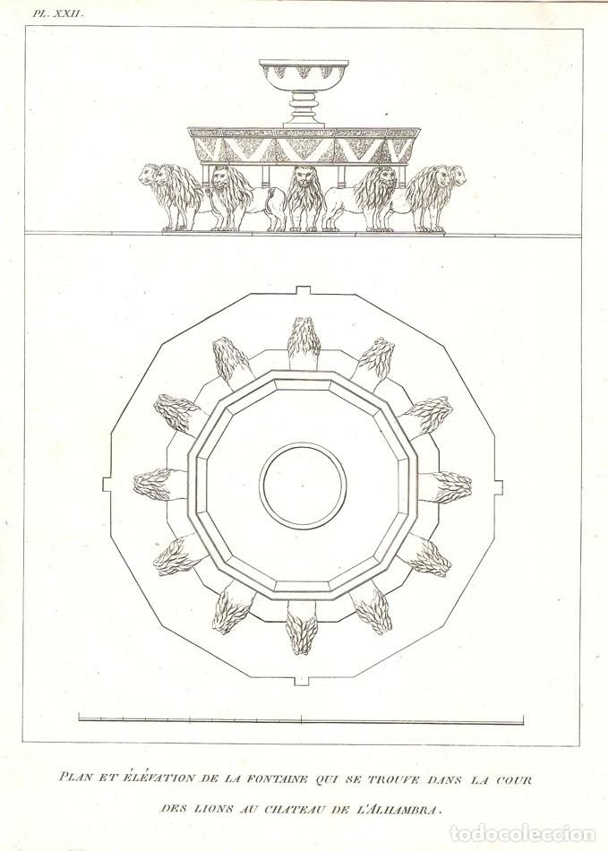 Arte: Plano de la fuente y del patio de los leones del siglo XIX