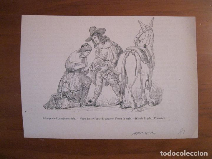 Arte: Mujer herrando a una mula, 1881. An&oacute;nimo