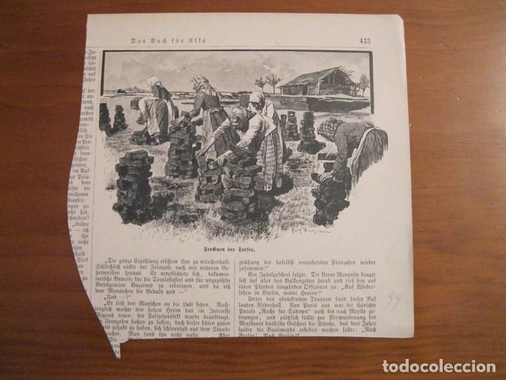 Arte: Mujeres colocando turba-carb&oacute;n para su secado, 1899. An&oacute;nimo