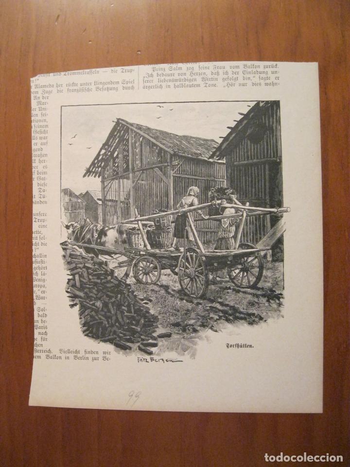 Arte: Transporte de turba-carb&oacute;n en carro, 1899. An&oacute;nimo