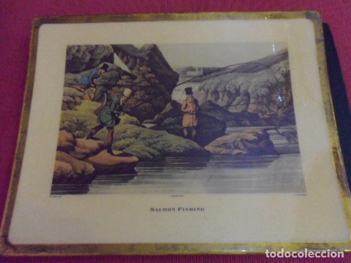 Art: salmon fishing - I.Clark - editado en 1820 - cuadro grabado terminacion laca