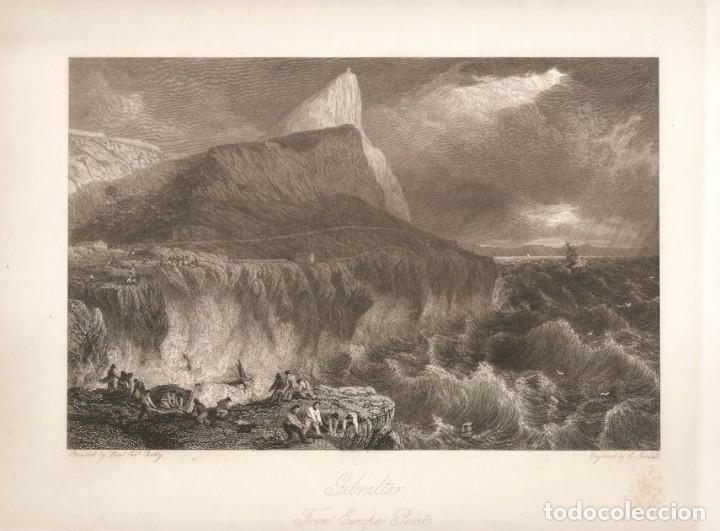 Art: Vista del siglo XIX de Gibraltar desde Punta Europa