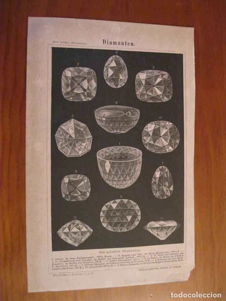 Arte: Diferentes tallas y formas de piedras preciosas, circa 1875. Autor an&oacute;nimo