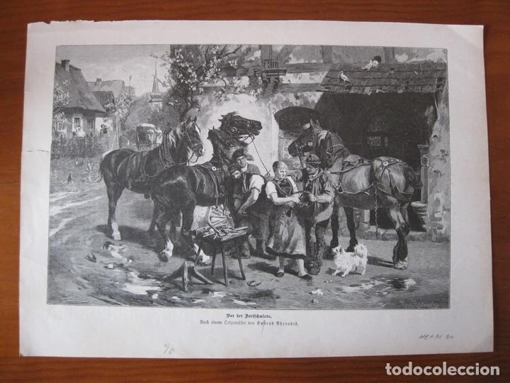 Arte: El herrero y sus clientes, 1890. An&oacute;nimo - Foto 1