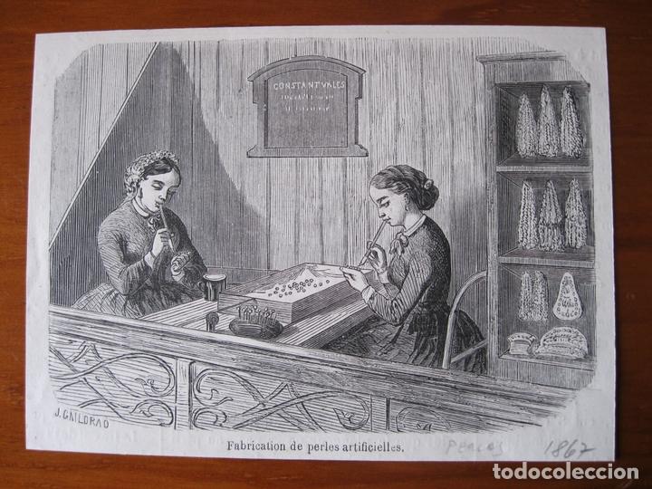 Arte: Fabricando perlas artificiales, 1867. J. Gaildrau - Foto 1