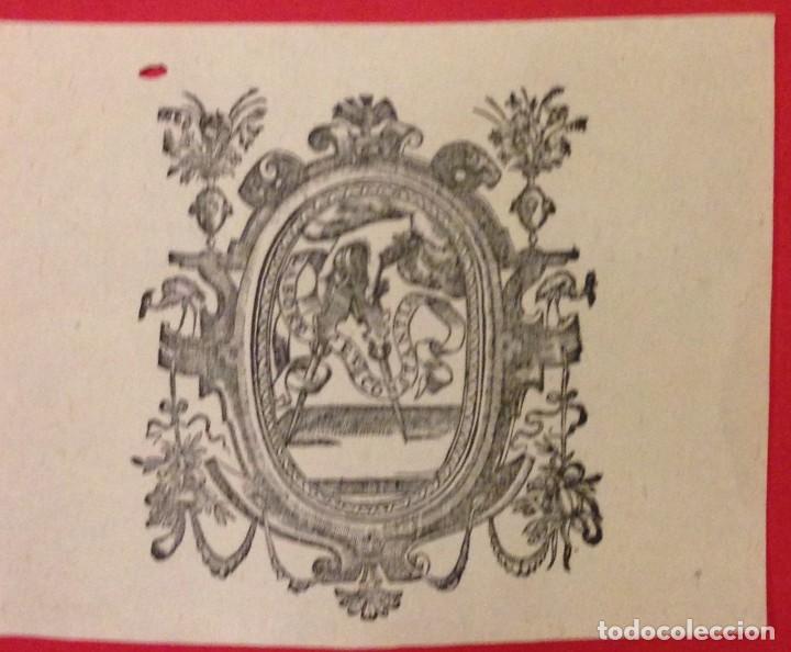 Arte: ANTIGUO GRABADO DE ESCUDO, LABORE ET CONSTANCIA