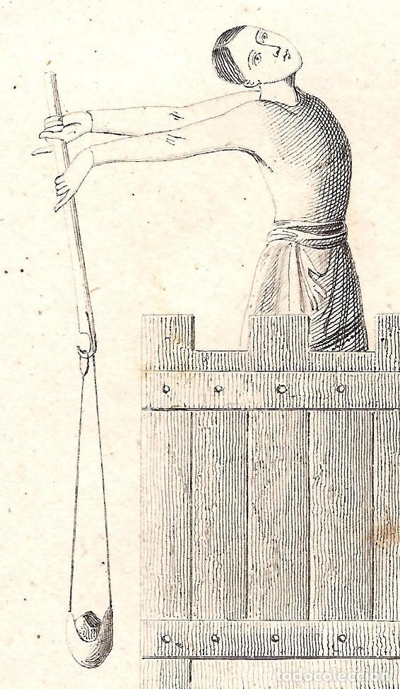 Arte: Grabado Torre y Arqueros. S.XIX. Francia - Foto 4