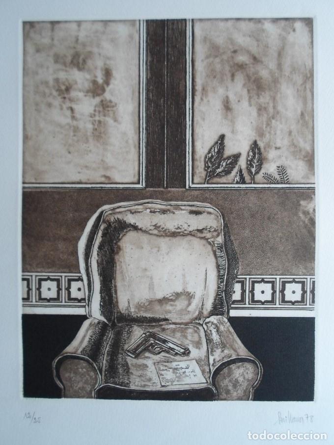 Art: Luis Sevillano Briega (Salamanca 1944) 1978 grabado 25x32 papel 50x65 firma l&aacute;piz y 12/25 Barcelona