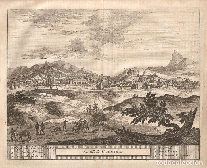 Arte: Vista de Granada del siglo XVIII de Van der Aa - Foto 1
