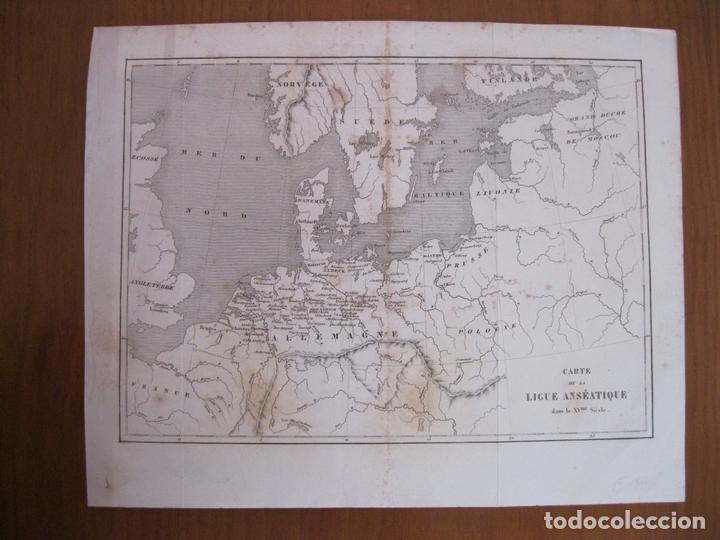 Arte: Mapa de la liga Hanseatica en el siglo XV, circa 1880. An&oacute;nimo - Foto 1