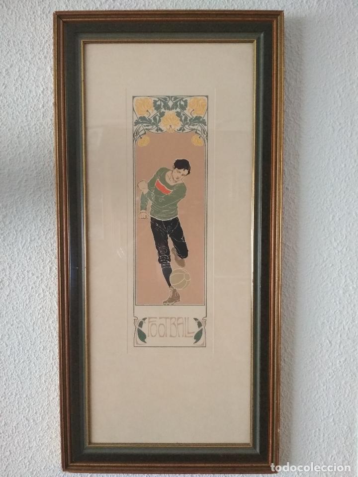 Art: CUADRO CON GRABADO ESTILO ART DECO, FOOTBALL, MEDIDAS 33 X 69 CM