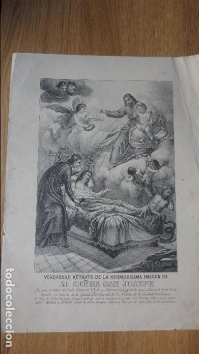 Arte: ANTIGUA LITOGRAFIA. RETRATO IMAGEN SE&Ntilde;OR SAN JOSEPH. IGLESIA PARROQUIAL.SAN NICOLAS.CUENCA SIGLO XIX