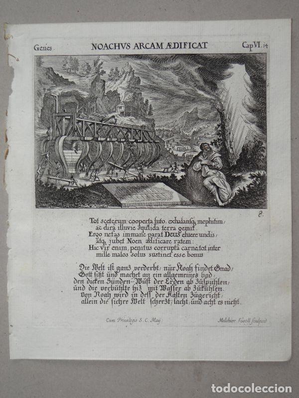 Arte: Construcci&oacute;n del Arca de No&eacute;, 1679. Melchior K&uuml;sel - Foto 2