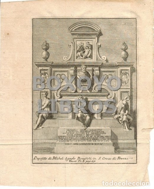 Art: Deposito de Michel Agnolo Bonaroti in S. Croce. Vasari To X, pag. 271