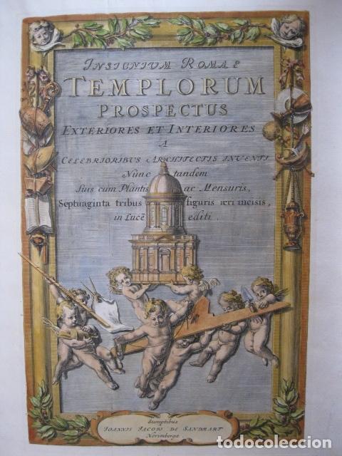 Arte: Frontispicio de la obra Insignium Romae Templorum prospectus..., 1679. Sandrart - Foto 2