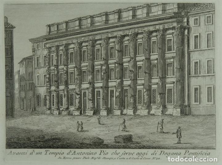 Arte: Grabado Vista edificio Roma siglo XVII - Foto 1