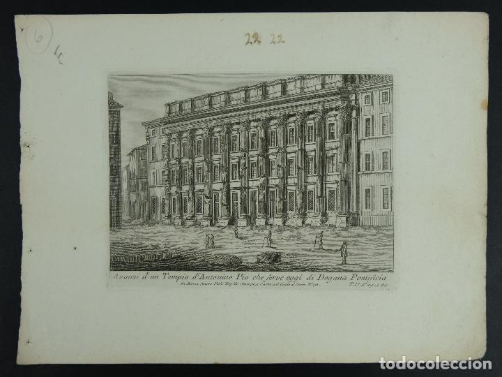 Arte: Grabado Vista edificio Roma siglo XVII - Foto 2