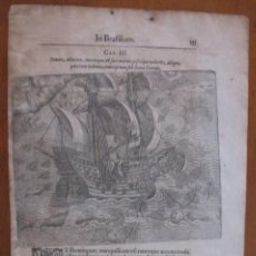 Arte: BARCO EUROPEO Y PECES TROPICALES DE BRASIL, 1590. T. DE BRY