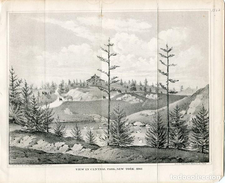 Art: Central Park, Nueva York - Litograf&iacute;a original de George Hayward - 1861