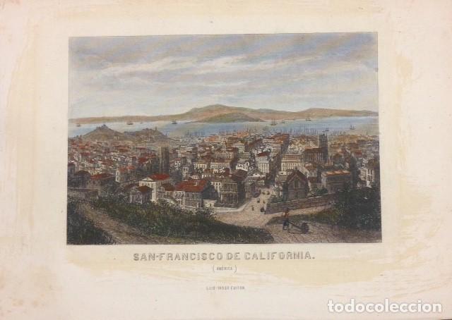 Arte: ANTIGUA LAMINA SAN FRANCISCO DE CALIFORNIA. COLOREADA A MANO SIGLO XIX