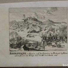 Arte: VISTA DE LA CIUDAD DE ALBURQUERQUE (BADAJOZ, EXTREMADURA, ESPAÑA), 1714. M. MERIAN