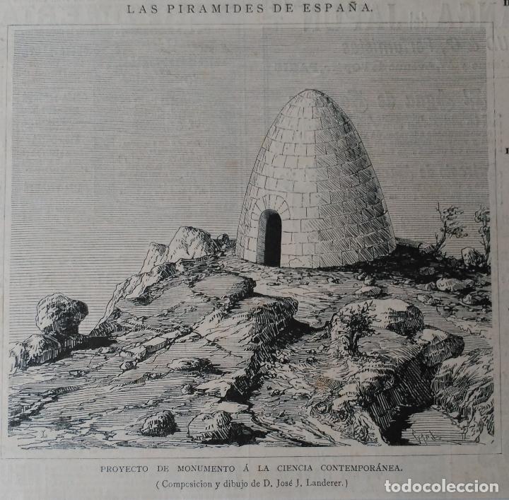 PIRAMIDES EN ESPAÑA - PROYECTO DE MONUMENTO A LA CIENCIA CONTEMPORANEA (1883) (Arte - Grabados - Modernos siglo XIX)