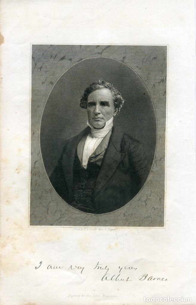 Arte: Retrato de Albert Barnes - Grabado original de W. L. Ormsby - s. XIX
