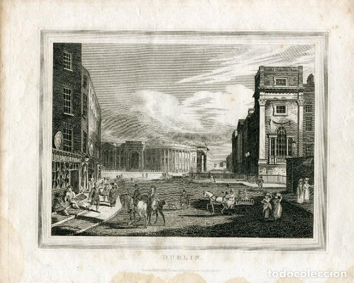 Arte: Dubl&iacute;n, Irlanda - Grabado original antiguo publicado por Thomas Kelly, 1816