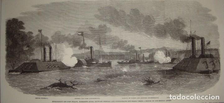 Arte: Grabado hist&oacute;rico naval &middot; The Civil War in America &middot; S. XIX, 1862