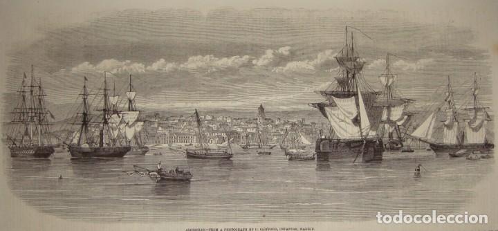 Arte: Puerto de Algeciras y Gibraltar &middot; Grabado naval brit&aacute;nico &middot; The Illustrated London News &middot; S.XIX, 185