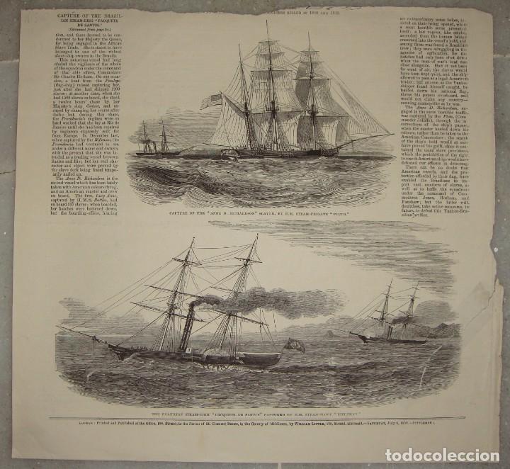 Arte: Grabado naval &middot; Capture of the Anne D. Richardson &middot; The Illustrated London News &middot; 1850