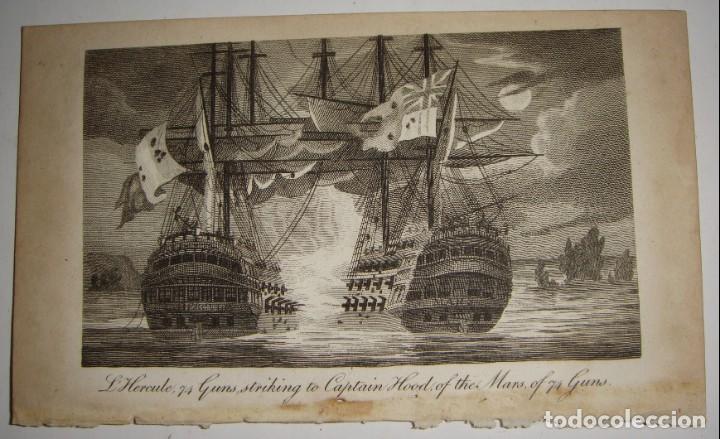 Arte: Grabado en miniatura &bull; Combate naval &ldquo;Hercule&rdquo; y &ldquo;Mars&rdquo; &bull; ca. 1805&ndash;1815. - Foto 2