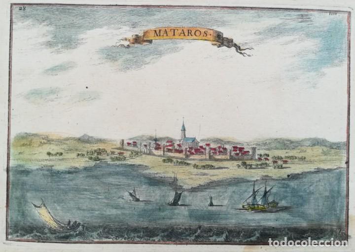 Arte: GRABADO DE MATARO - BEAULIEU - A&Ntilde;O 1707 - ES ORIGINAL - Foto 1