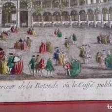 Arte: - VUE OPTIC, GRABADO ORIGINAL. VISTA INTERIOR DE UN CAFÉ EN UNA PLAZA PÚBLICA DE LONDRES 1750