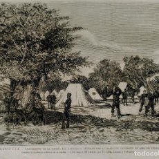 Arte: VALENCIA - CAMPAMENTO DE LA MASIA DEL OLIVAR OCUPADO POR UN BATALLON DE CAZADORES (1885). Lote 143030494