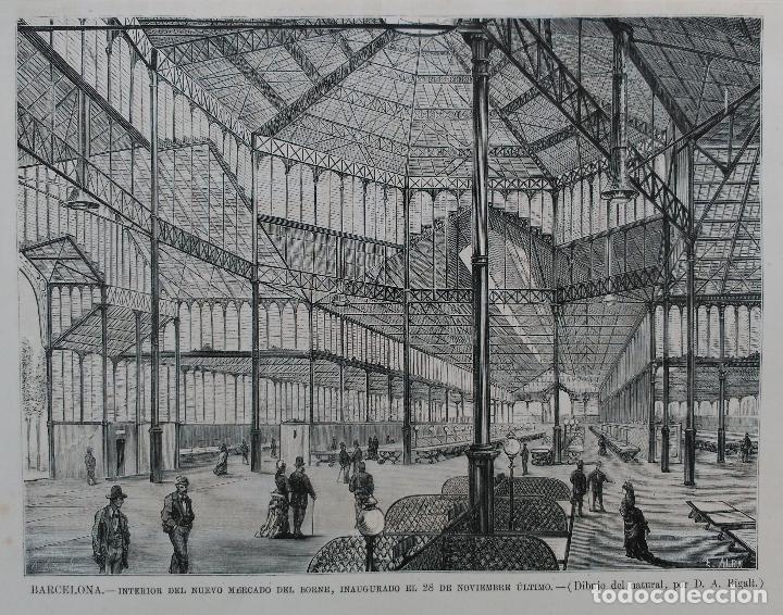 Arte: BARCELONA - INTERIOR DEL MERCADO DEL BORNE (1876) - Foto 1