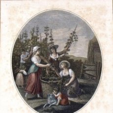 Arte: GRABADO COLOREADO A MANO. WILLIAM HAMILTON. SEPTEMBER. 1785. FIRMADO EN PLANCHA.. Lote 145059778