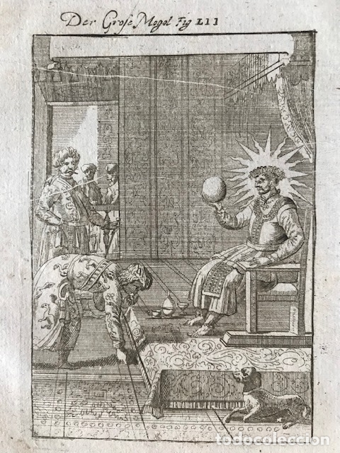 Arte: El gran Mongol en su trono y palacio, 1719. Mallet - Foto 1