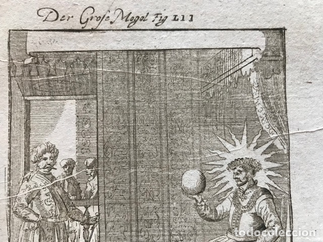 Arte: El gran Mongol en su trono y palacio, 1719. Mallet - Foto 3