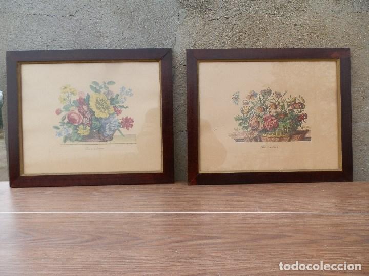 Art: PAREJA DE GRABADOS ILUMINADOS A MANO. ENMARCADOS Y PROTEGIDOS CON CRISTAL.