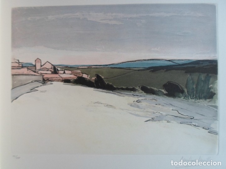 Art: Cirilo Mart&iacute;nez Novillo (Madrid 1921-2008) Paisaje Soria grabado 44x32 papel 60x50c firma y n&ordm;