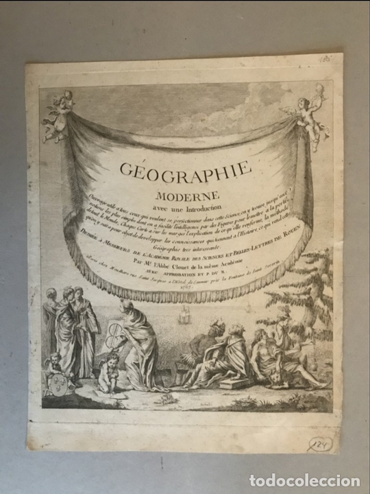 Arte: Frontispicio de la Geographie Moderna, 1767. A. Clouet - Foto 2